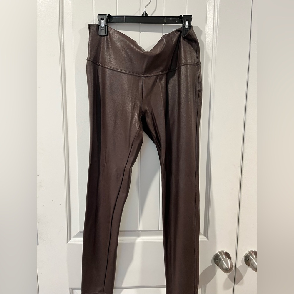 Time and Tru brown faux leather leggings